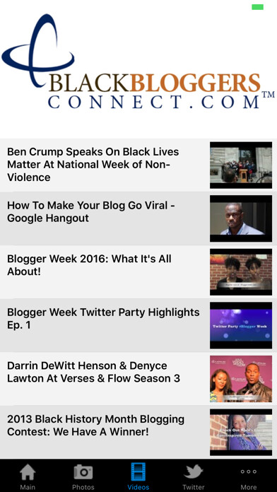 Emulate iPhone app Black Bloggers Connect using MyAndroid