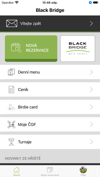 Emulate iPhone app Black Bridge Golf Resort using MyAndroid