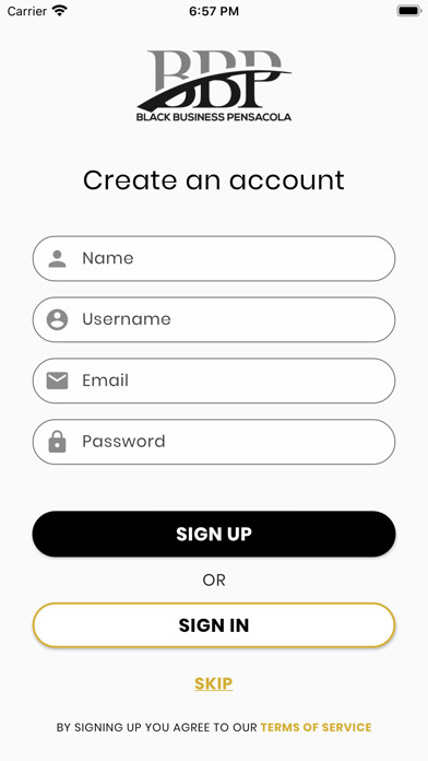 Emulate iPhone app Black Business Pensacola using MyAndroid