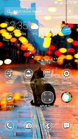Run android online APK Black Cat APUS Launcher theme from MyAndroid or emulate Black Cat APUS Launcher theme using MyAndroid