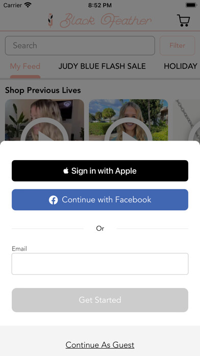 Emulate iPhone app Black Feather Boutique using MyAndroid Emulate iPhone app Black Feather Boutique using MyAndroid