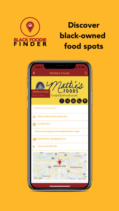 Emulate iPhone app BLACK FOODIE FINDER: LISTING using MyAndroid