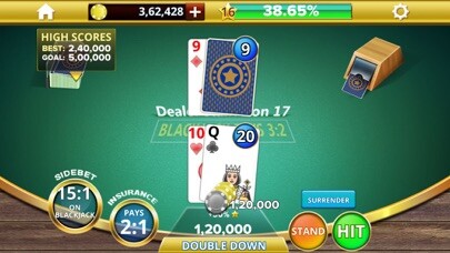 Emulate iPhone app Blackjack 21 Casino Royale using MyAndroid