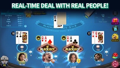 Emulate iPhone app Blackjack 21 online card games using MyAndroid