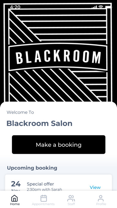Emulate iPhone app Blackroom Salon using MyAndroid