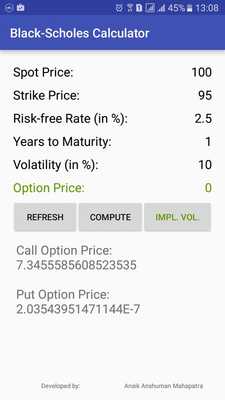 Emulate Android APK Black-Scholes Calculator Emulate Android APK Black-Scholes Calculator