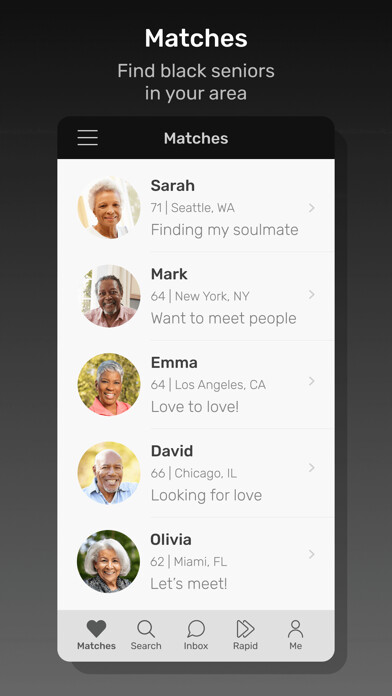 Emulate iPhone app Black Senior Personals App using MyAndroid Emulate iPhone app Black Senior Personals App using MyAndroid