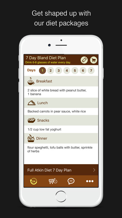Emulate iPhone app Bland Diet 7 Day Meal Plan using MyAndroid