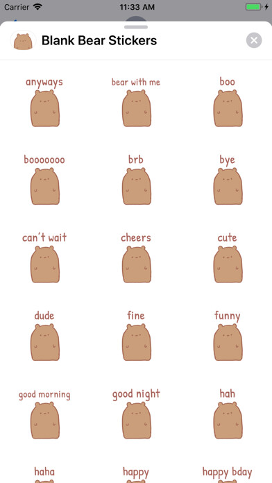 Emulate iPhone app Blank Bear Stickers using MyAndroid