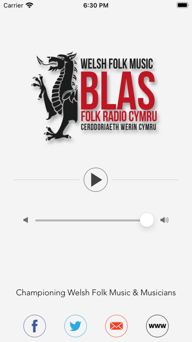 Emulate iPhone app Blas Folk Radio Cymru using MyAndroid