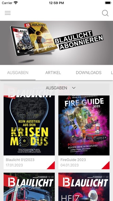 Emulate iPhone app Blaulicht E-Paper using MyAndroid