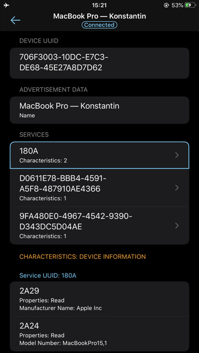 Emulate iPhone app BLE Scanner - Rapid BT connect using MyAndroid