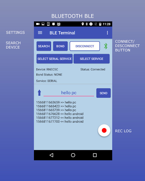 Run android online APK BLE Terminal PRO from MyAndroid or emulate BLE Terminal PRO using MyAndroid