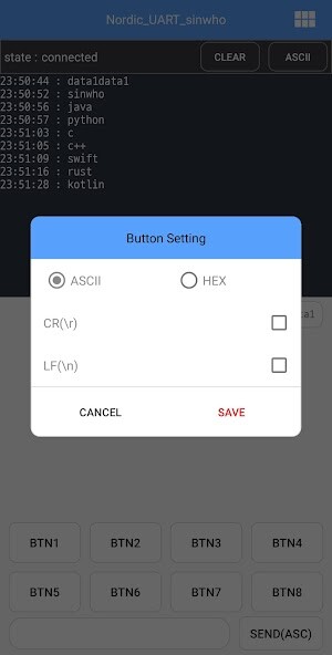 Emulate BLE Terminal - Scanner from MyAndroid or run BLE Terminal - Scanner using MyAndroid