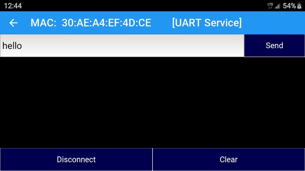 Run android online APK BLE UART Terminal from MyAndroid or emulate BLE UART Terminal using MyAndroid