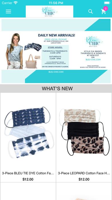 Emulate iPhone app Bleu Chic Boutique using MyAndroid