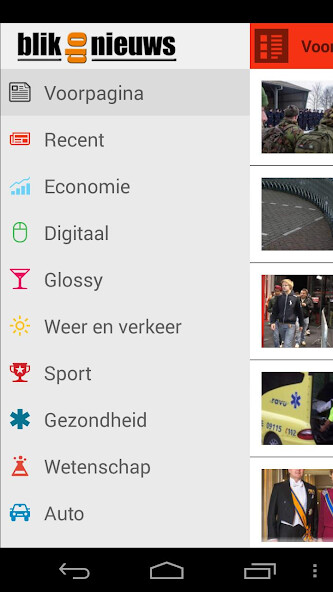 Emulate iPhone app Blik op Nieuws using MyAndroid