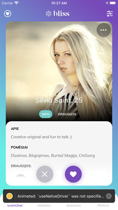 Emulate iPhone app Bliss Meet using MyAndroid