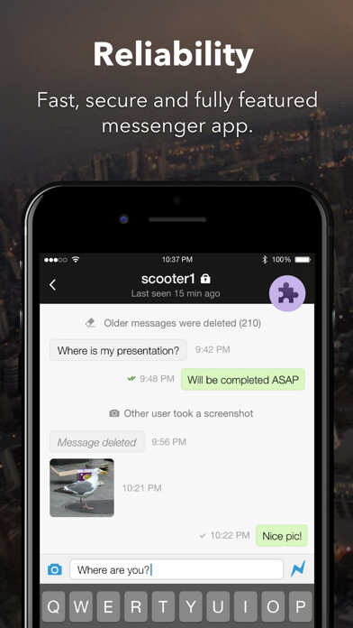 Emulate iPhone app Blitz – Secure Chat using MyAndroid