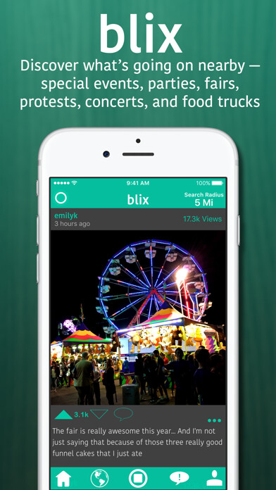 Emulate iPhone app Blix - Discover Special Events Going on Nearby using MyAndroid