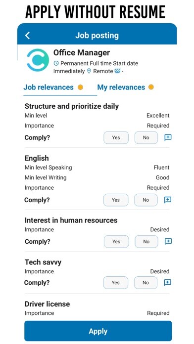 Emulate iPhone app Blobfsh Job seeker using MyAndroid
