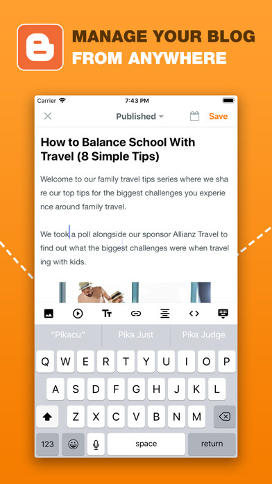 Emulate iPhone app Blogg for Blogger using MyAndroid