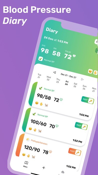 Emulate iPhone app Blood Pressure Diary & Tracker using MyAndroid