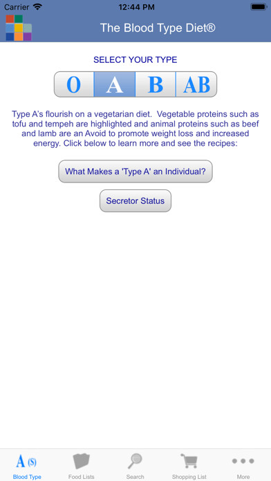 Emulate iPhone app Blood Type Diet® using MyAndroid Emulate iPhone app Blood Type Diet® using MyAndroid