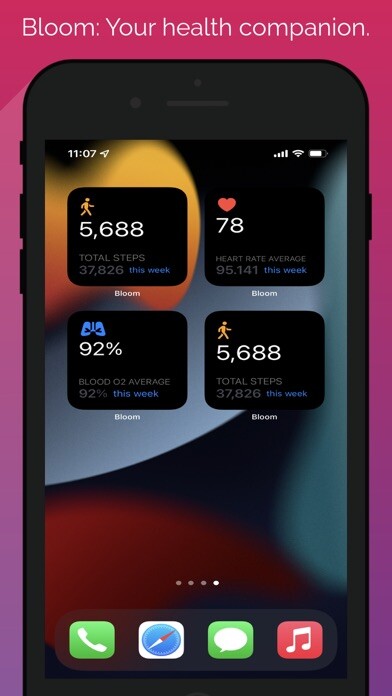 Emulate iPhone app Bloom - Health Widget using MyAndroid
