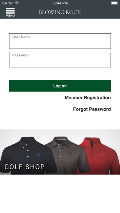Emulate iPhone app Blowing Rock Country Club using MyAndroid