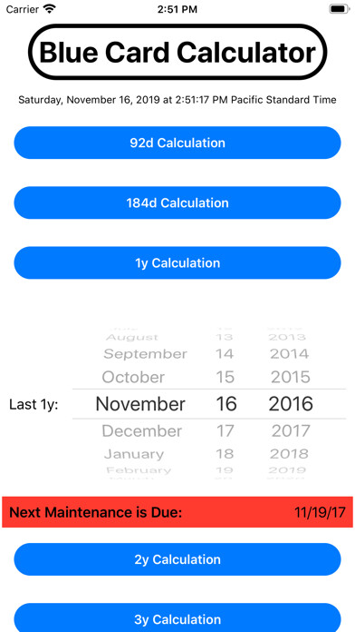 Emulate iPhone app Blue Card Calculator using MyAndroid Emulate iPhone app Blue Card Calculator using MyAndroid