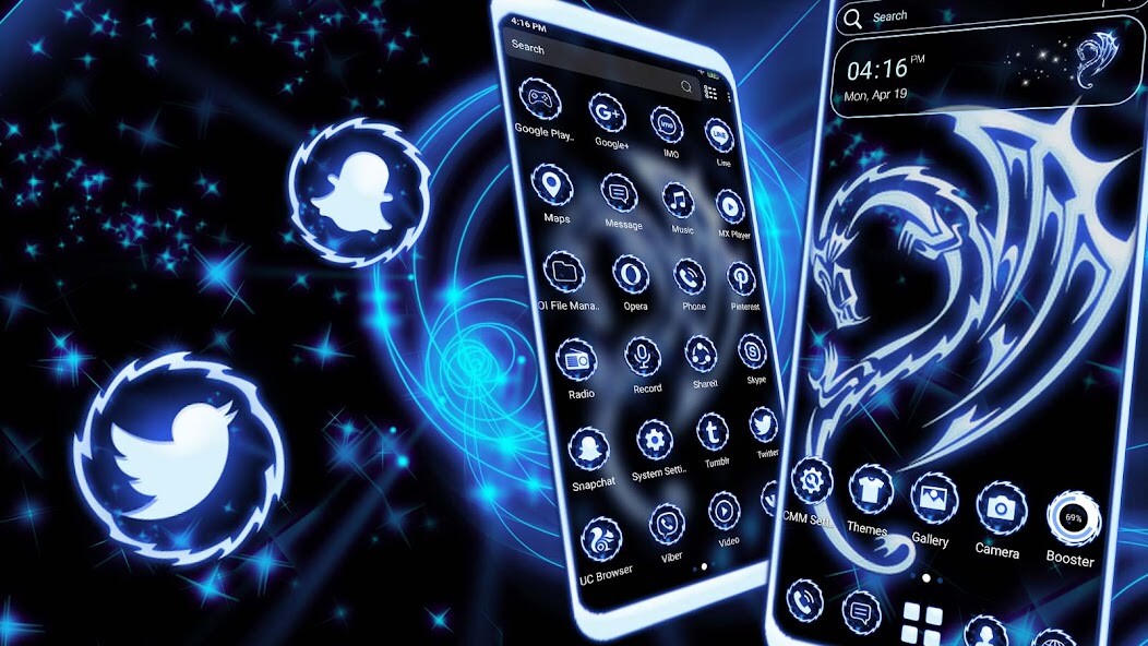 Run android online APK Blue Dragon Launcher Theme from MyAndroid or emulate Blue Dragon Launcher Theme using MyAndroid