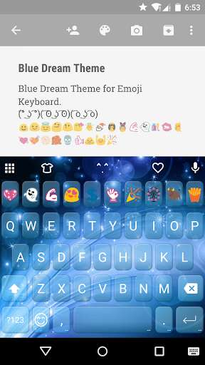 Run android online APK Blue Dream Emoji Keyboard Skin from MyAndroid or emulate Blue Dream Emoji Keyboard Skin using MyAndroid