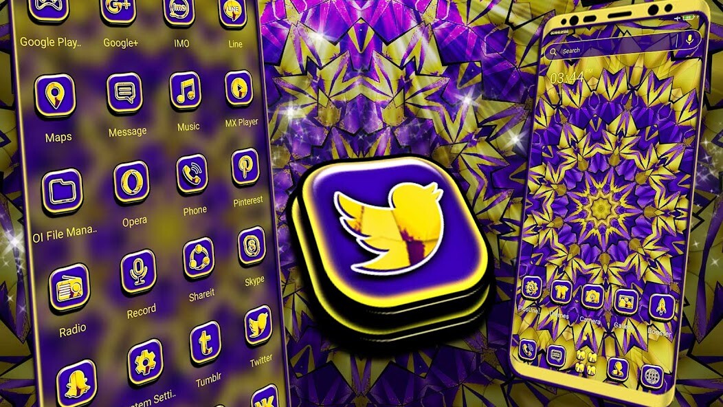 Run android online APK Blue Golden Abstract Theme from MyAndroid or emulate Blue Golden Abstract Theme using MyAndroid