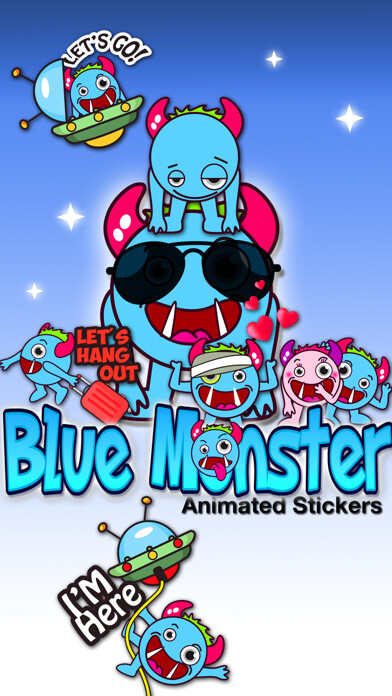 Emulate iPhone app Blue Monster Animated Stickers using MyAndroid