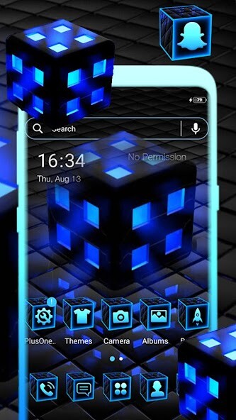 Run android online APK Blue Neon 3D Cube Theme from MyAndroid or emulate Blue Neon 3D Cube Theme using MyAndroid