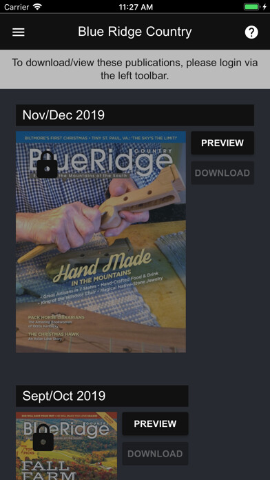 Emulate iPhone app Blue Ridge Country Magazine using MyAndroid