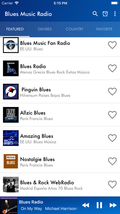Emulate iPhone app Blues Music Radio Station using MyAndroid