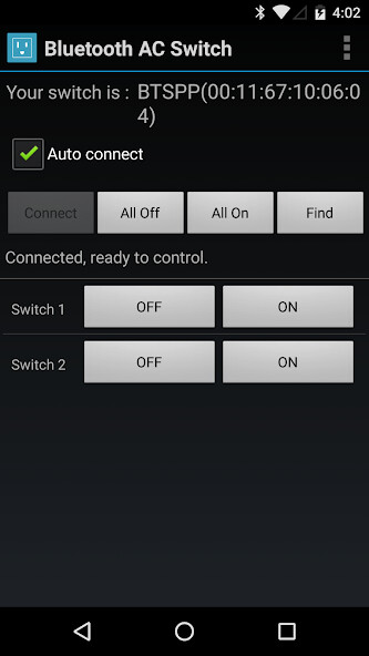 Emulate Android APK Bluetooth AC Switch Emulate Android APK Bluetooth AC Switch