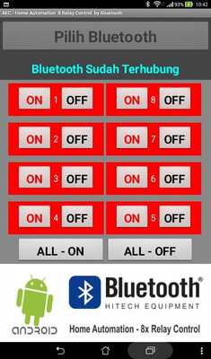 Emulate Android APK Bluetooth control with 8 relay - Home Automation Emulate Android APK Bluetooth control with 8 relay - Home Automation