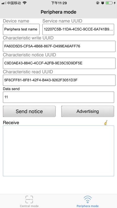 Emulate iPhone app Bluetooth Low Energy BLE  tool using MyAndroid