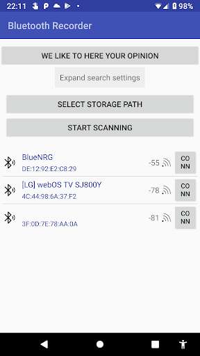 Run android online APK Bluetooth row data recorder - CSV from MyAndroid or emulate Bluetooth row data recorder - CSV using MyAndroid