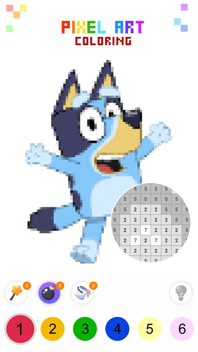 Emulate iPhone app Bluey Pixel Art Coloring using MyAndroid