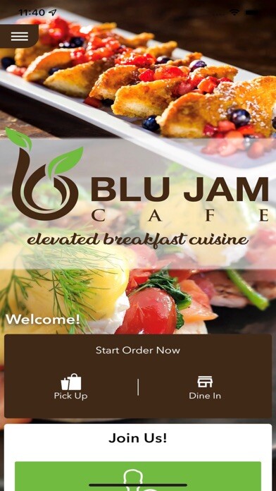 Emulate iPhone app Blu Jam Cafe Online Ordering using MyAndroid