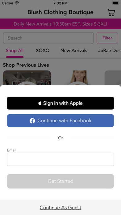 Emulate iPhone app Blush Clothing Boutique using MyAndroid