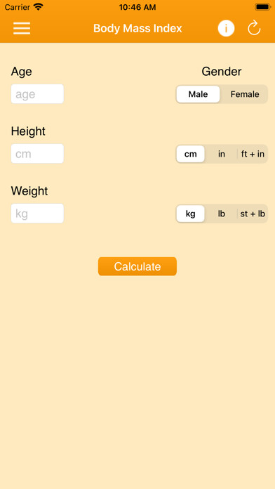 Emulate iPhone app BMI Calculator for Men & Women using MyAndroid Emulate iPhone app BMI Calculator for Men & Women using MyAndroid