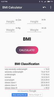 Emulate Android APK BMI calculator one Emulate Android APK BMI calculator one