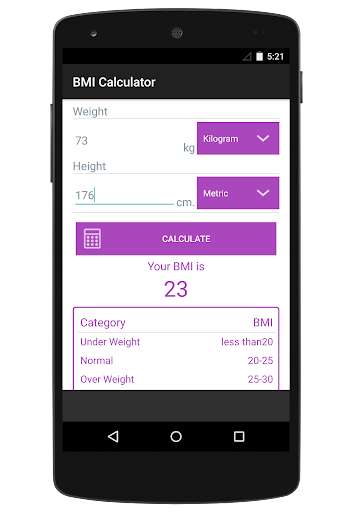Run android online APK Bmi calculator plus from MyAndroid or emulate Bmi calculator plus using MyAndroid