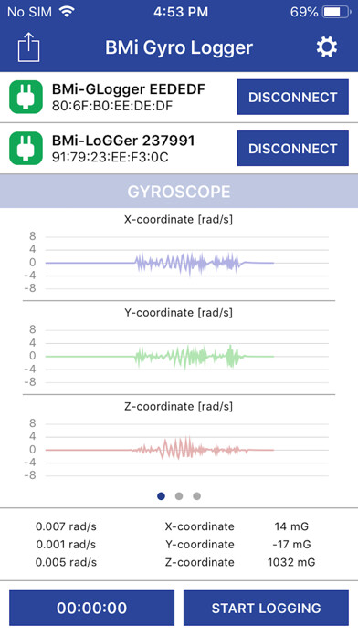 Emulate iPhone app BMi Gyro Logger using MyAndroid
