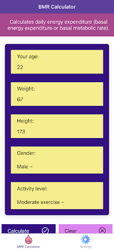 Run android online APK BMR Calculator Pro - Basal Metabolic Rate & Energy from MyAndroid or emulate BMR Calculator Pro - Basal Metabolic Rate & Energy using MyAndroid